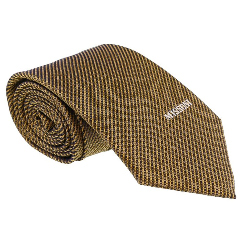 Missoni Interlock Woven Gold Woven 100% Silk Tie